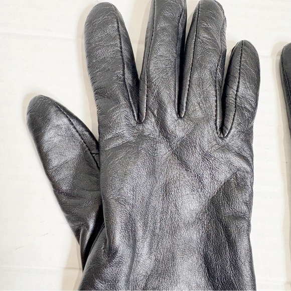 L.L. Bean Leather and Lamsbswool Cashmere Gloves Black Size Small Tan Lining - Picture 4 of 9